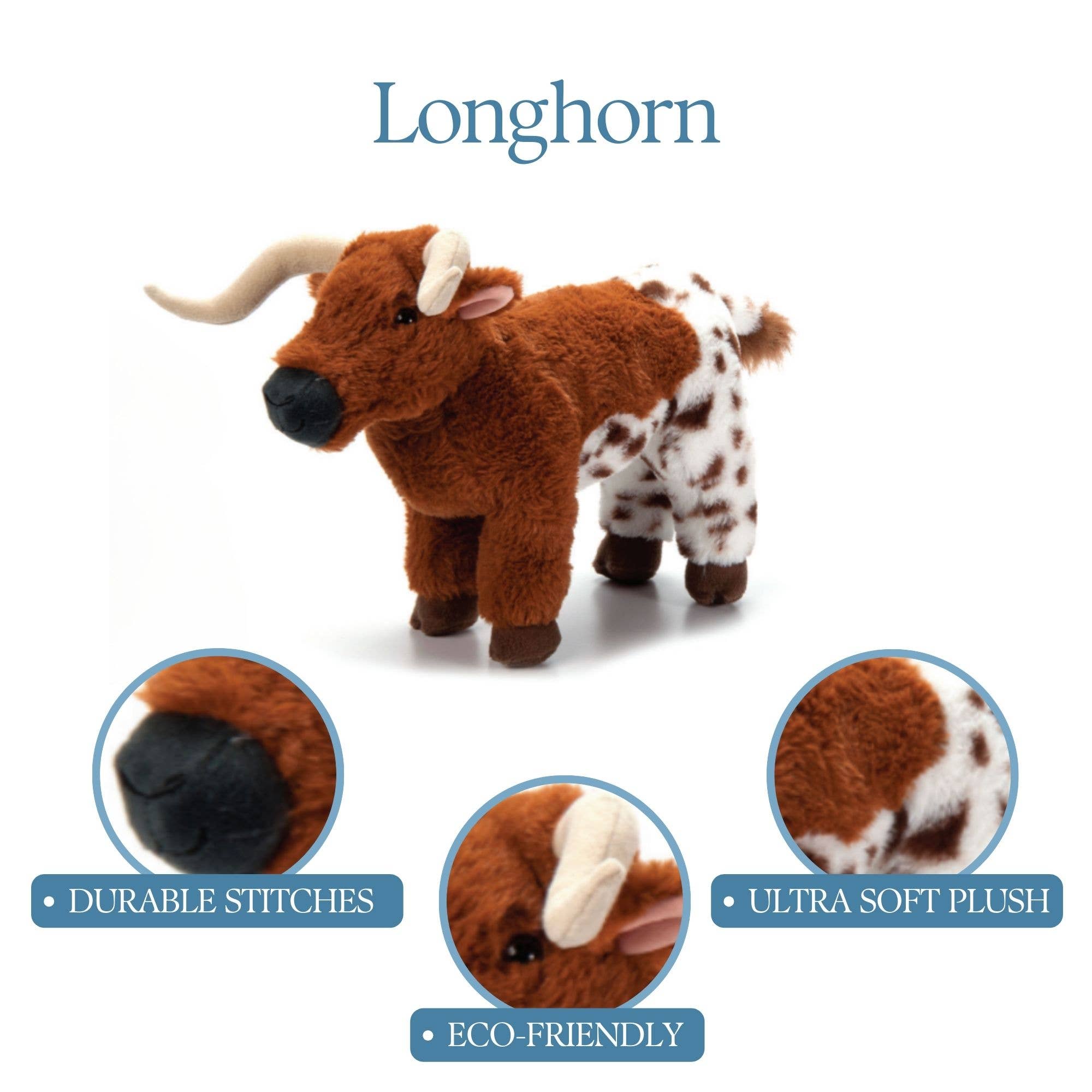 The Petting Zoo - Wholesale Stuffed/Plush Toy - Kids & Baby - 12" (30cm) Wild Onez Longhorn Cow3