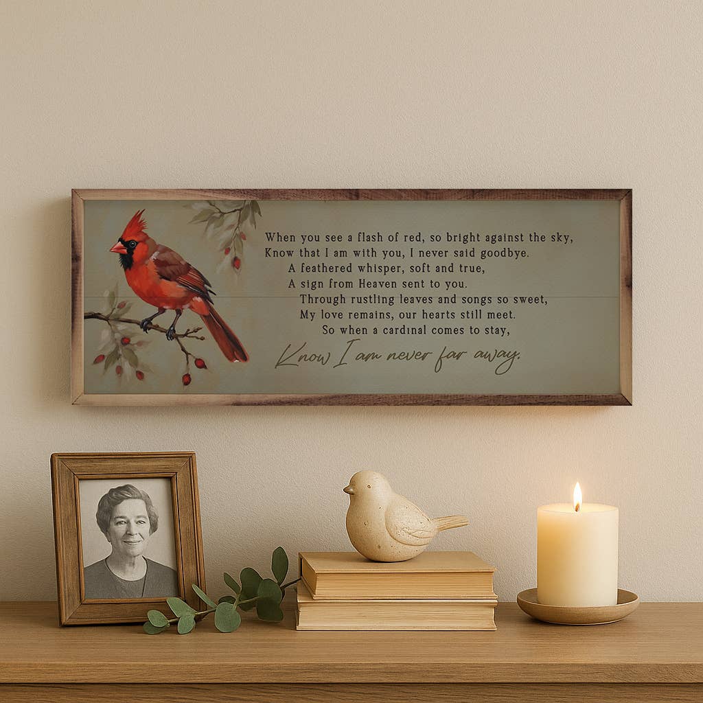 Kendrick Home - Wholesale Wood Wall Art - Know I Am Never Far Away Cardinal2