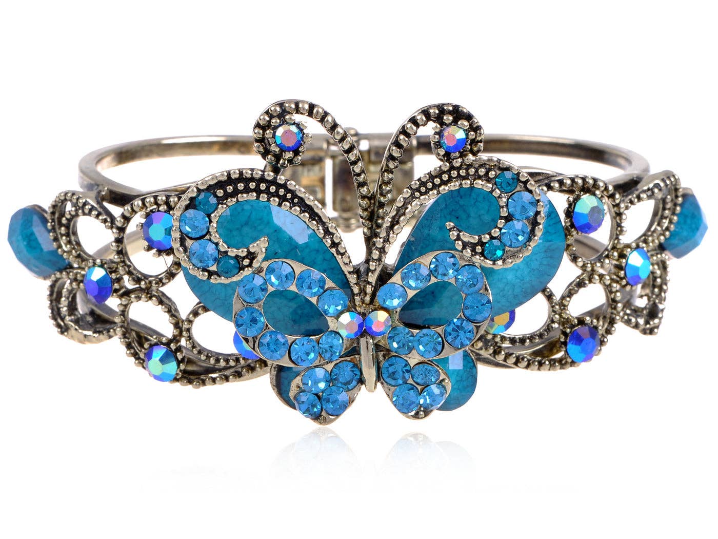 AK Brand - Wholesale Cuff Bracelet - Gold Floral Topaz Butterfly Dragonfly Cuff Bangle Bracelet11