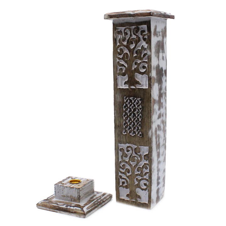 Ancient Wisdom - Wholesale Incense Holder - White Washed Incense Holder - Smoke Tower