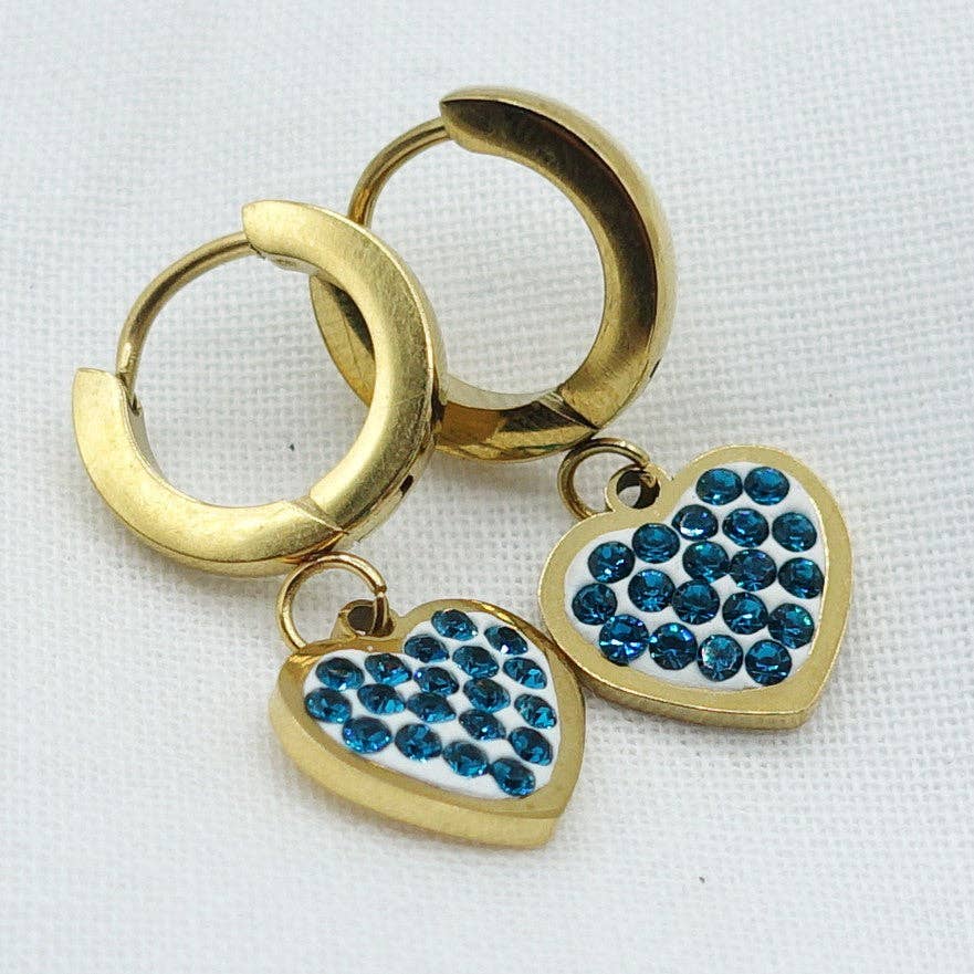 Daemon srls – wholesale Huggie earrings – LUCY ~ Zircons heart Stainless Steel Earrings5