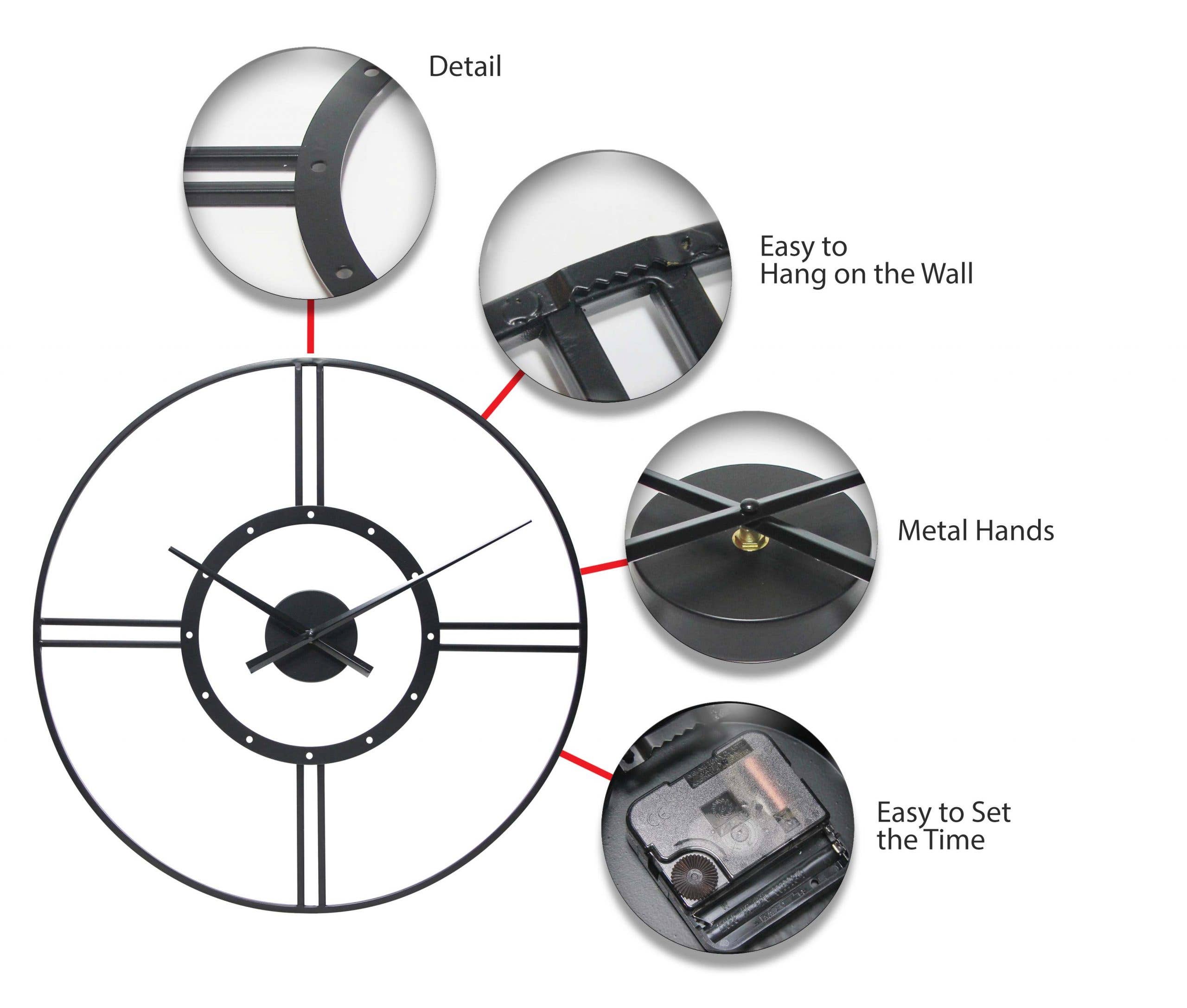 Infinity Instruments - Wholesale Wall Clock - Modern/Contemporary Round Black Wall Clock 24 Inch3