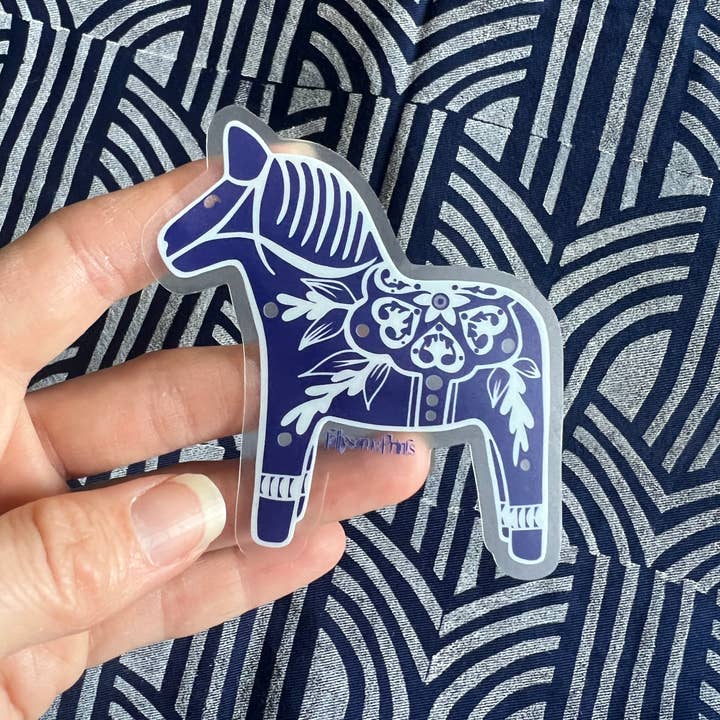 Follysome Prints - Wholesale Sticker - Blue Dala Horse Sticker1