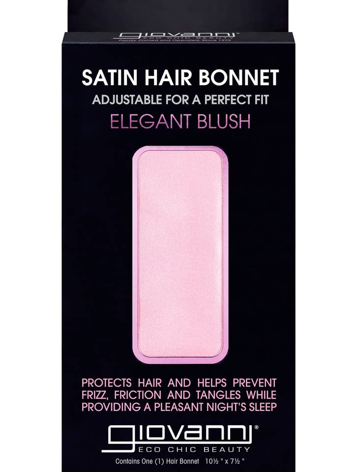 ELEGANT BLUSH SATIN HAIR BONNET for wholesale by Giovanni Cosmetics