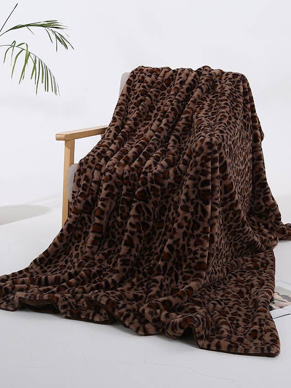 Leopard fluffy faux fur Shaggy soft sofa throw blanket for wholesale by HIDDENBRAND