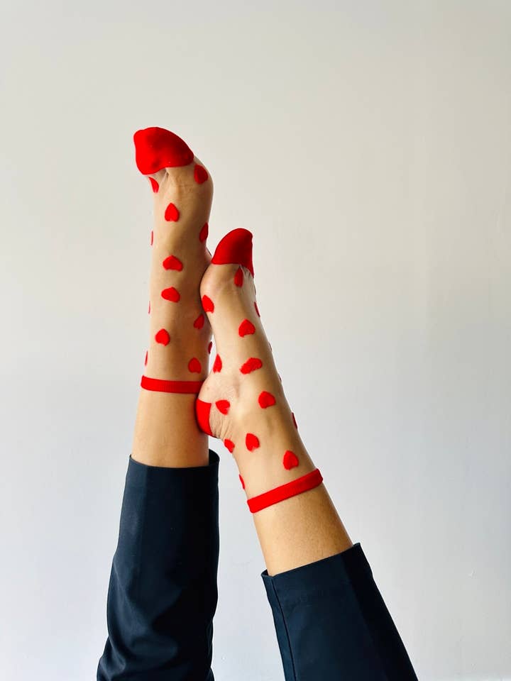 sockette – Großhandel Socken – Damen – Laure Socken mit roten Herzen - Söckchen