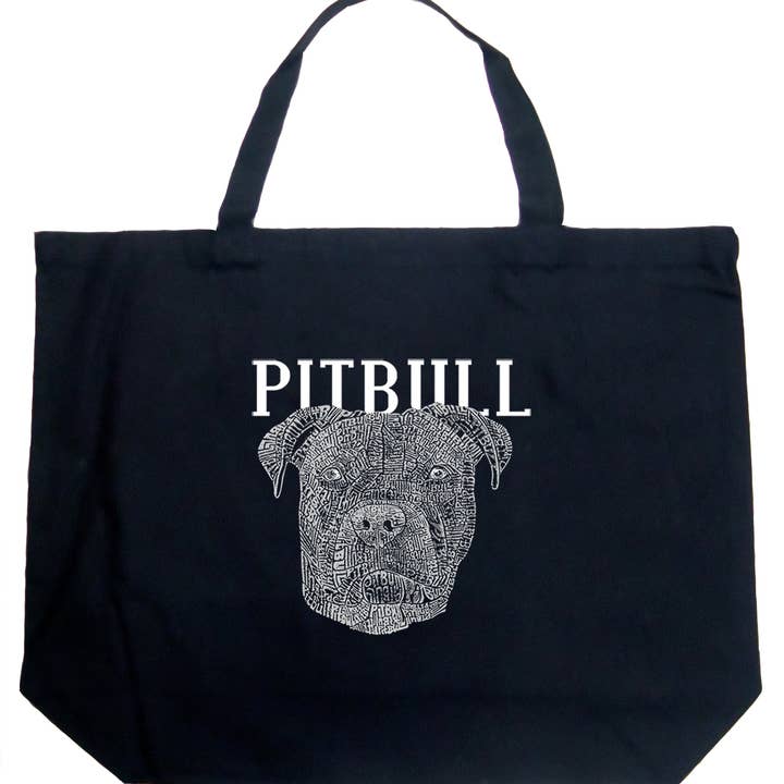 LA Pop Art Word Art Tote Bag - Pitbull Face for wholesale by LA Pop Art