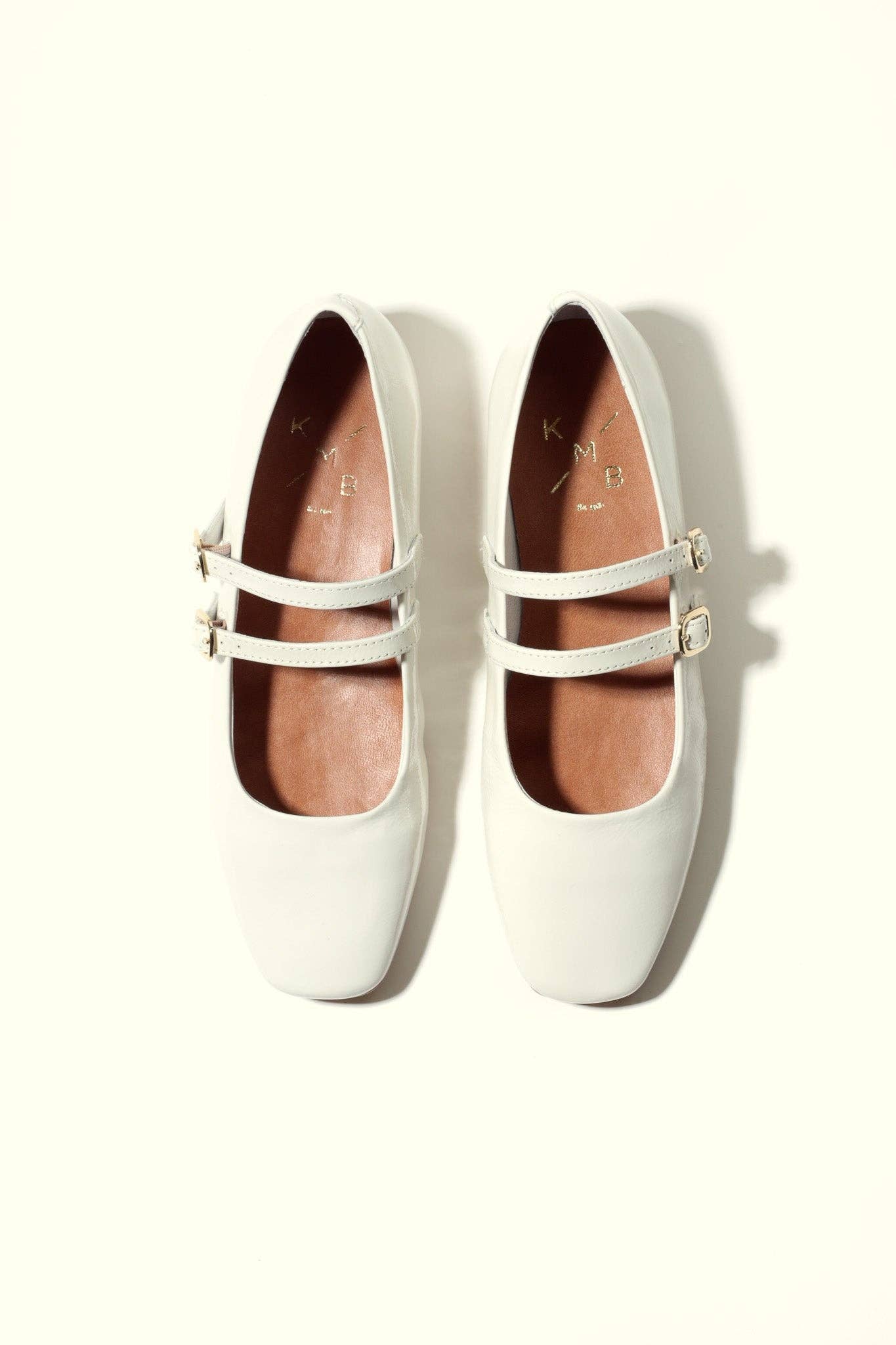 KMB Shoes - Wholesale Flats - Women's - CANDY 'LUX' OFF-WHITE - Double Straps Mary Jane1