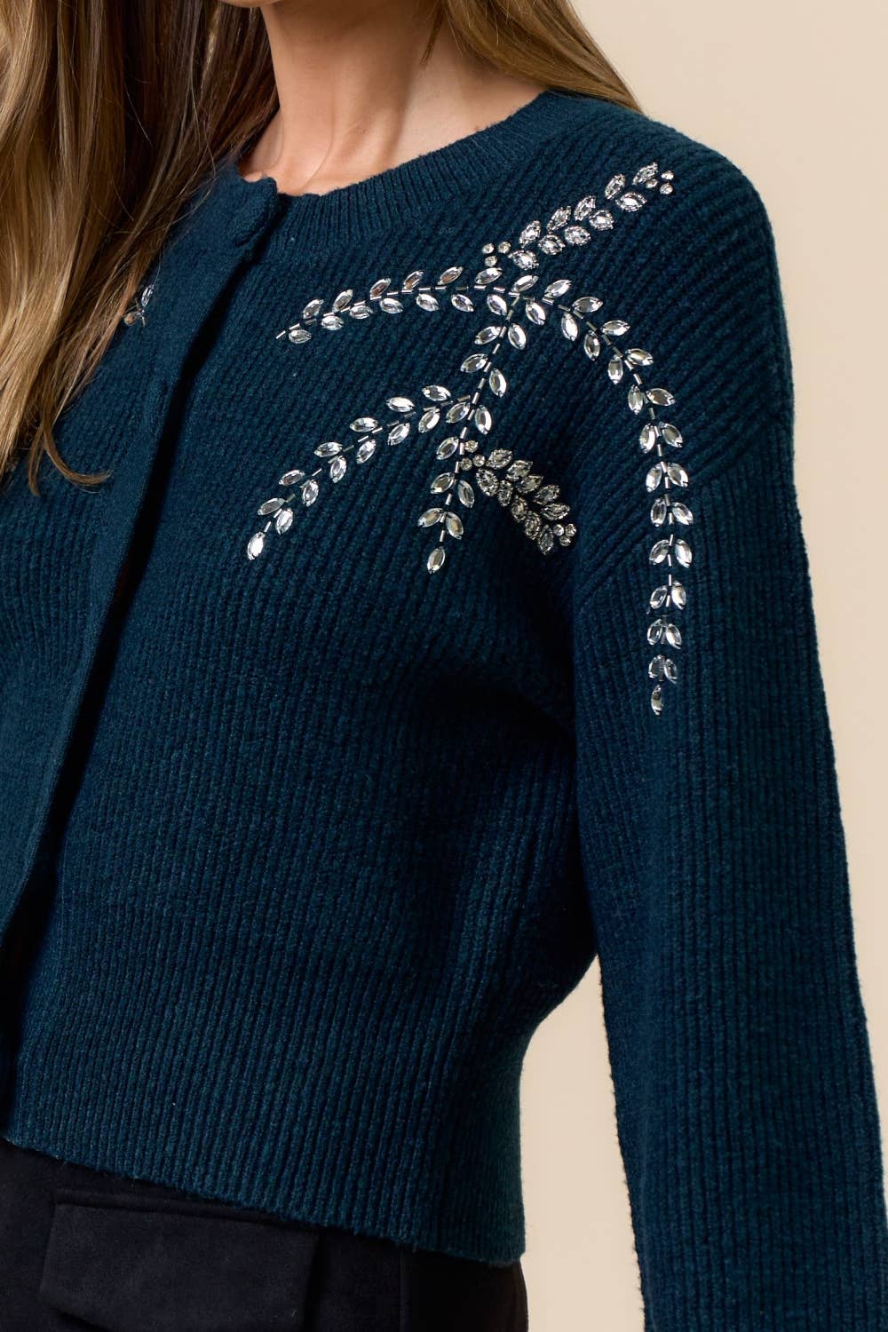 Lalavon - Wholesale Cardigan - Women's - Sparkle Rhinestone Detailed Sweater1