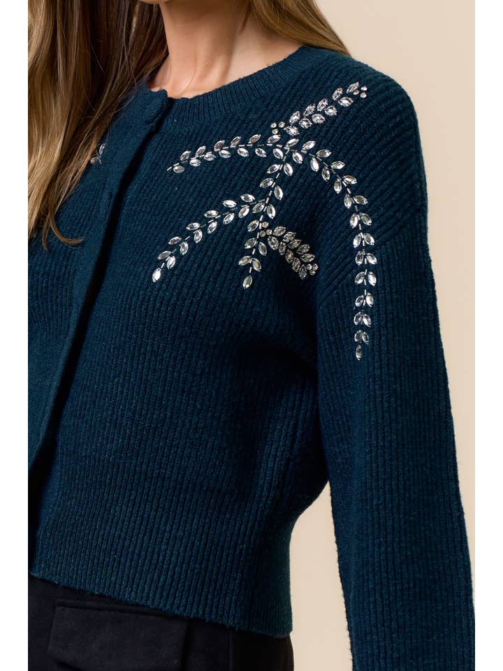 Lalavon - Wholesale Cardigan - Women's - Sparkle Rhinestone Detailed Sweater1