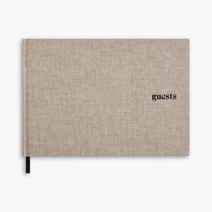 Souvenir Stationery - Wholesale Guest Book - Taupe Linen Guestbook Hardcover Minimal Wedding Guestbook