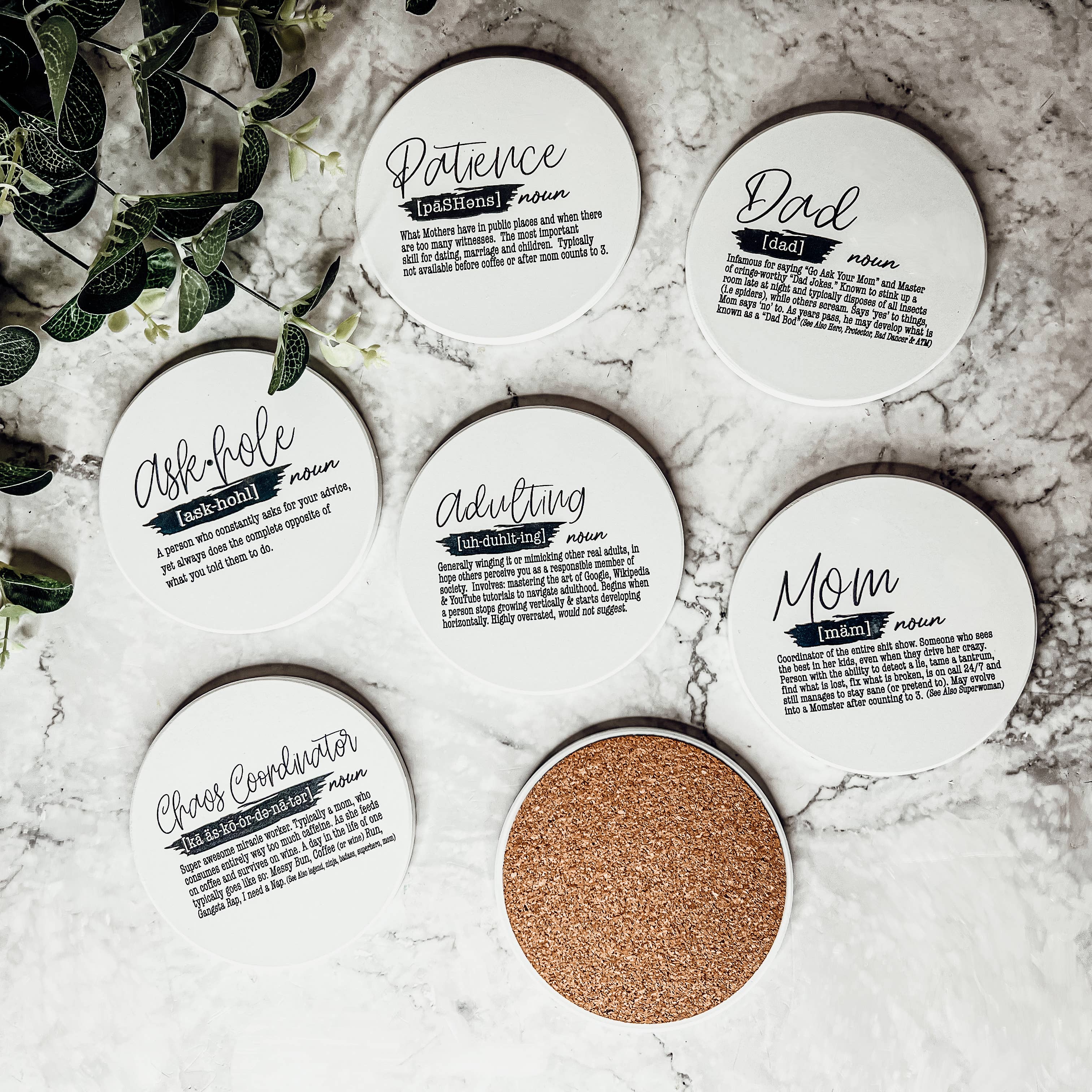 Gia Roma - Wholesale Onderzetters - Unieke cadeaus voor hem + haar grappige, keramische onderzetter humorsets16