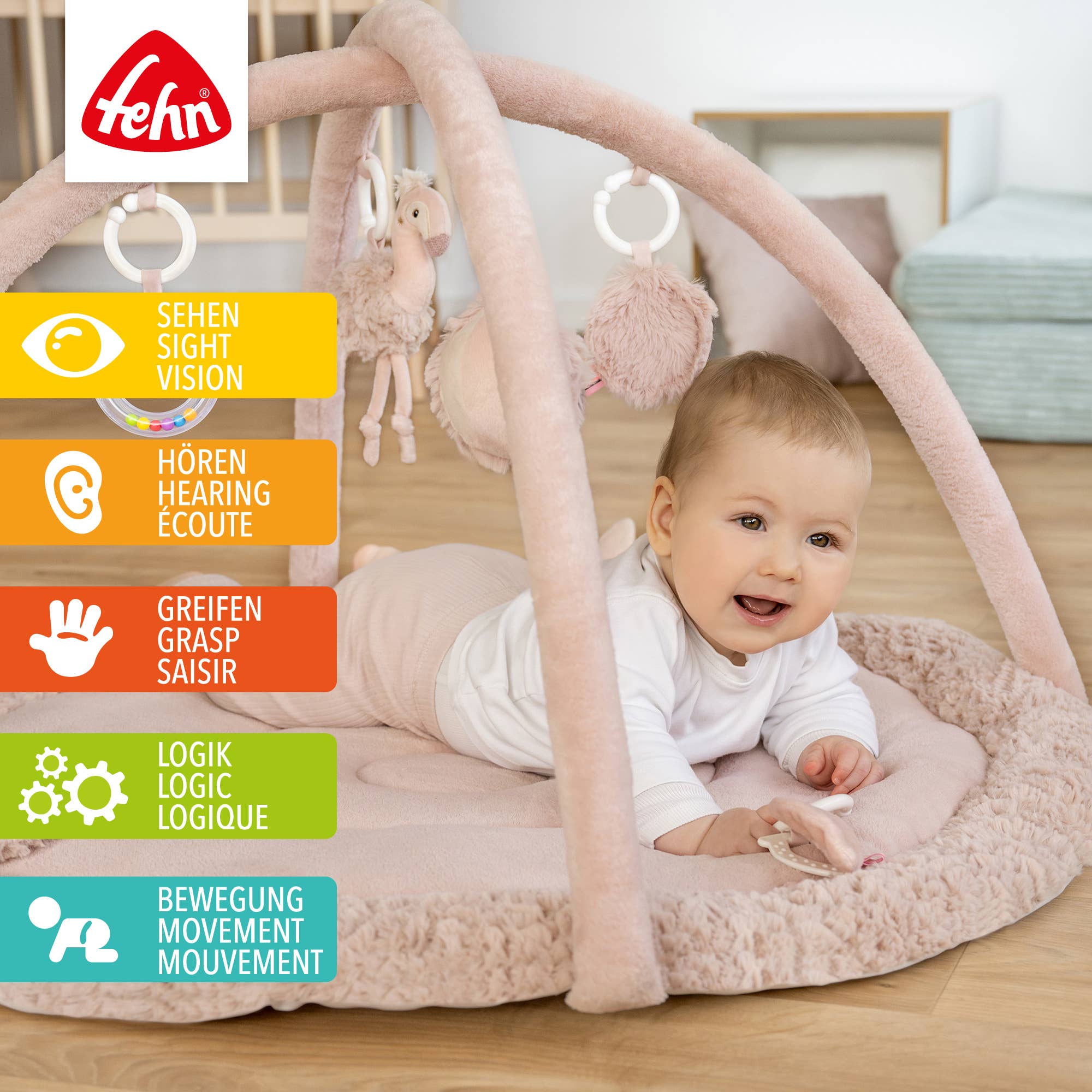 Fehn - Wholesale Play Mat - Kids & Baby - 3-D Activity Blanket Flamingo - Play Arch with Toys1