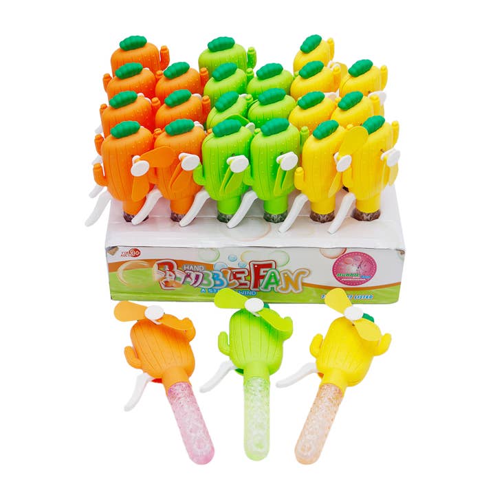 Cap Zone - Wholesale Bubble Wand - Kids - Cactus Hand-Held Fan Bubble Wand - 24 pcs