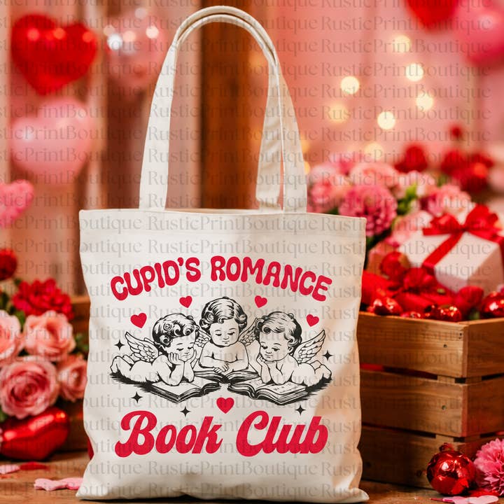 Valentijnsdag Tas Cupido's Romantiek Boekenclub voor wholesale door RusticPrintStudio