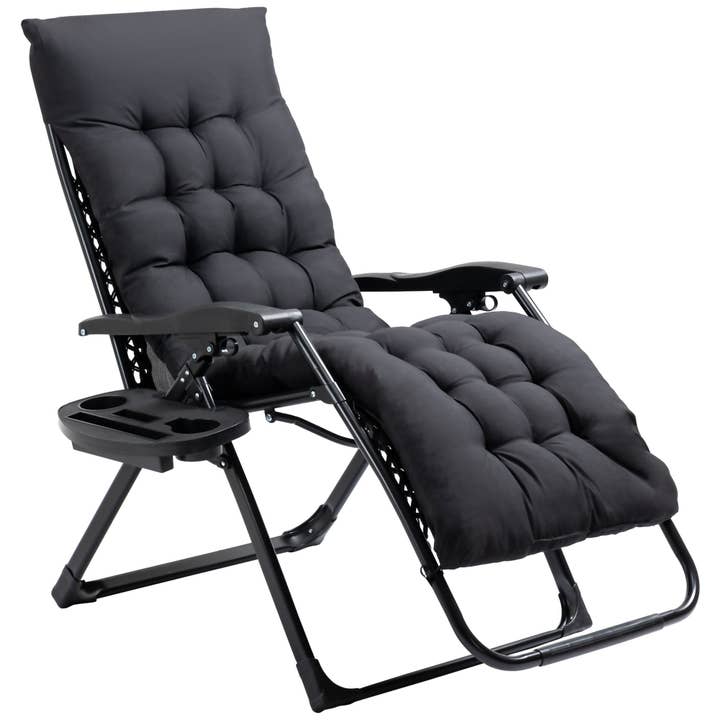 39F Inc. - Wholesale Folding Chair - Zero Gravity Reclining Chair with Cushion and Tray, Black