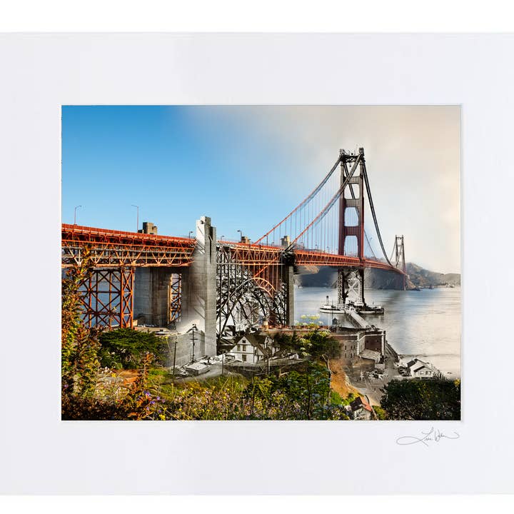 Golden Gate Bridge Vintage + Modern Art Print, San Francisco for wholesale by Time Travel Art