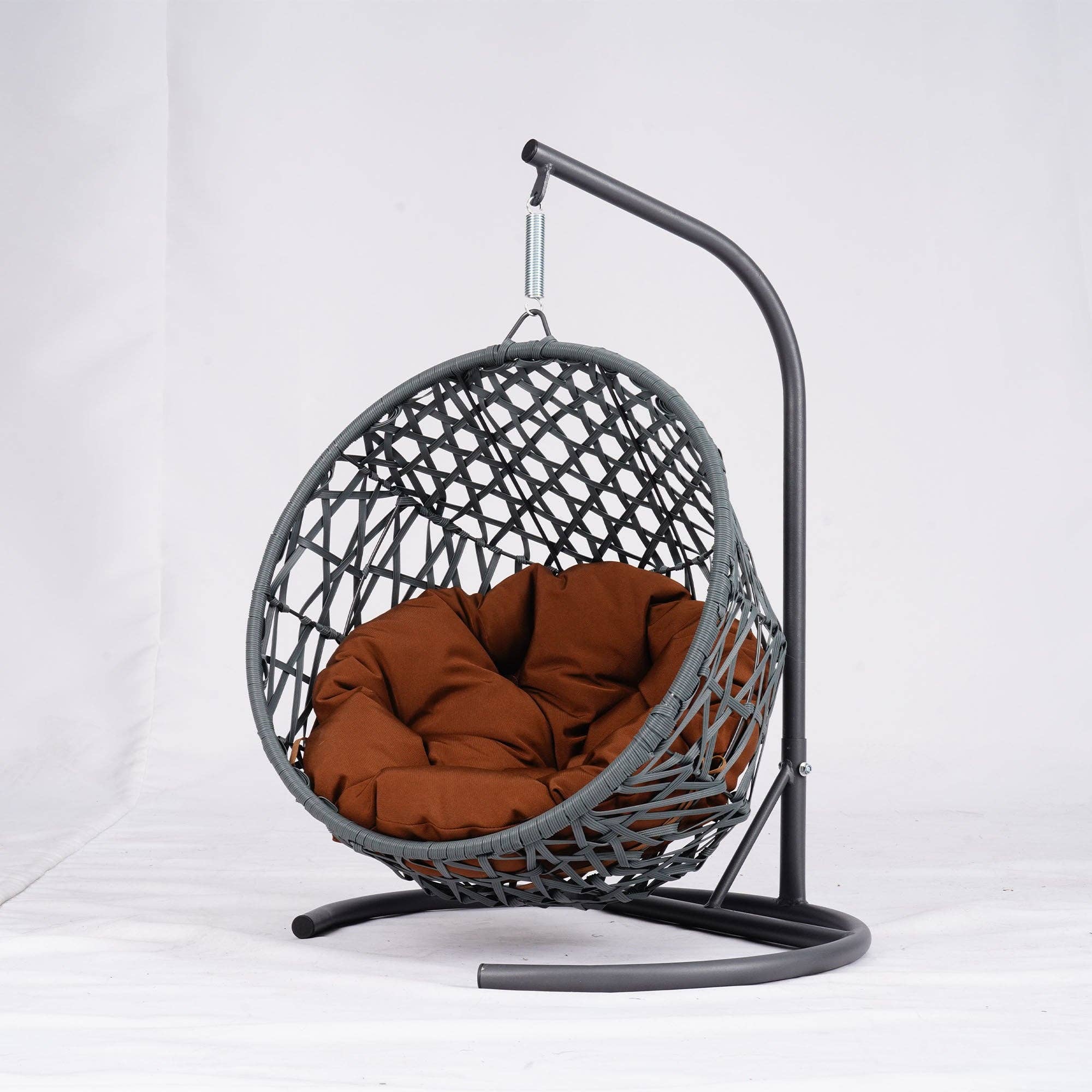 39F Inc. - Wholesale Pet Bed - Cat/Dog - Cat Swing Bed with Stand & Cushion, Rattan Egg Chair, Brown7