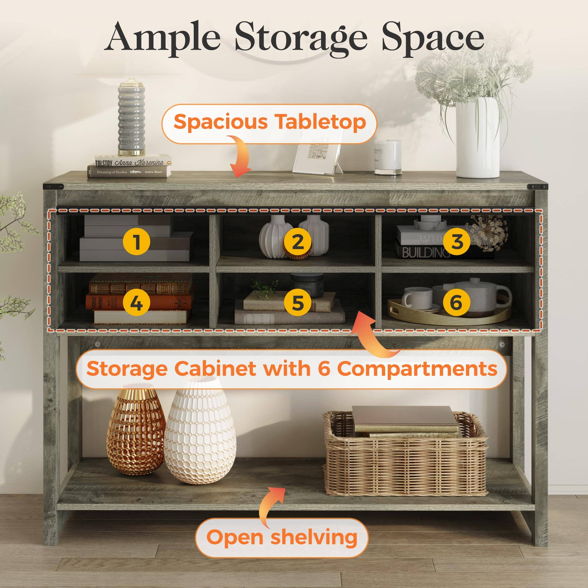 Heynemo - Wholesale Console Table - Farmhouse Entryway Table with Storage, 46" Console Table23