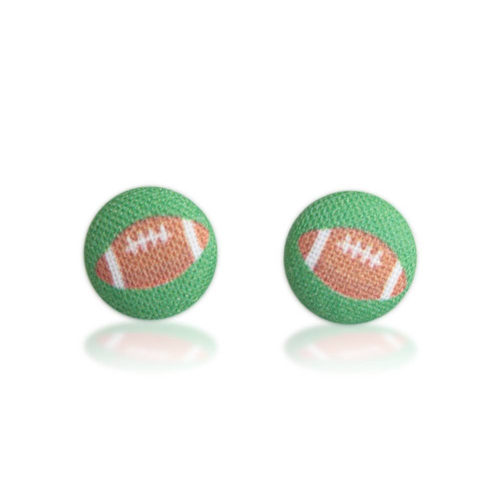 Rachel O's - Wholesale Stud/Post Earrings - Footballs, Fabric Covered Button Earrings4