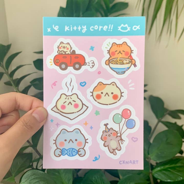 kitty core waterproof sticker sheet - 4x6in for wholesale by cxnart