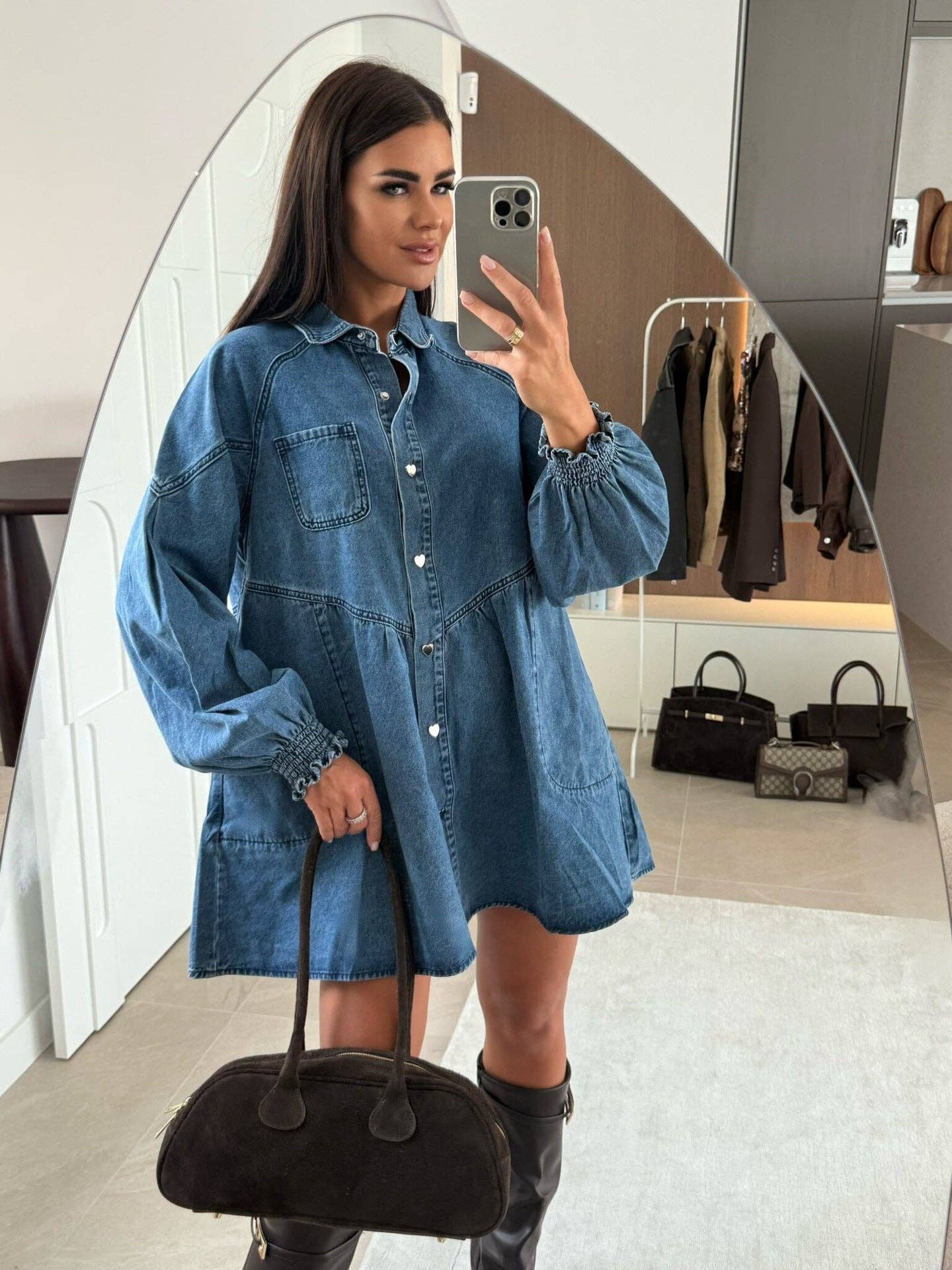Marayn - Wholesale Dress - Women's - Chic 2025 Western Casual Denim Shirt Dress19
