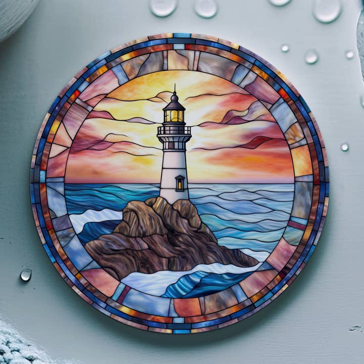 Lighthouse Ceramic Coaster, Coffee Table Accessory for wholesale by Fernville Creations