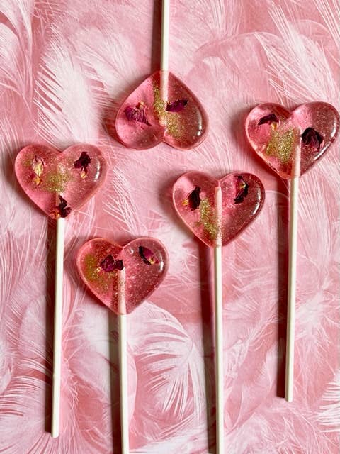 Sweetie Darling Candy - Wholesale Lollipop - Glitter Rose Love Heart Lollipops (12 Pieces)2