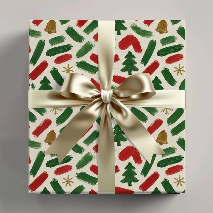 Papel de Embrulho com Pinceladas de Feliz Natal por atacado de Wrapping Papered