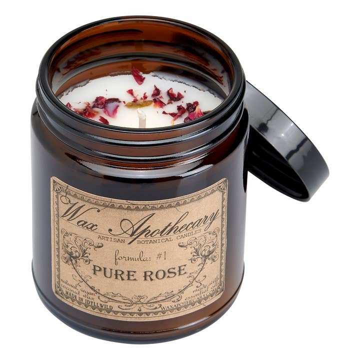 Wax Apothecary - Wholesale Jar/Filled Candle - 6oz Botanical Candle in Amber Glass Jar - Choose A Scent