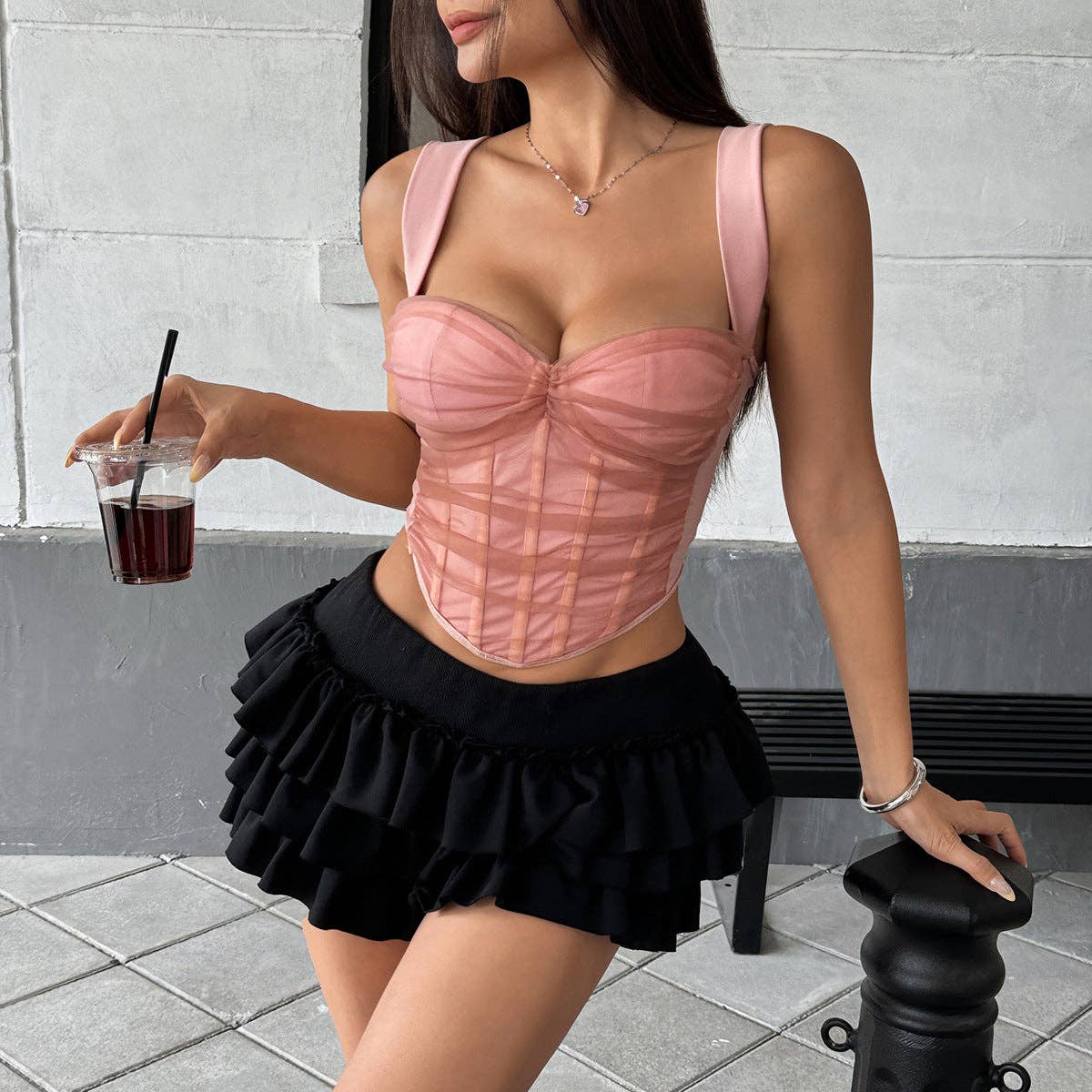 Marayn - Wholesale Corset - Women's - Mesh Corset Top Edgy Sexy  Bold7