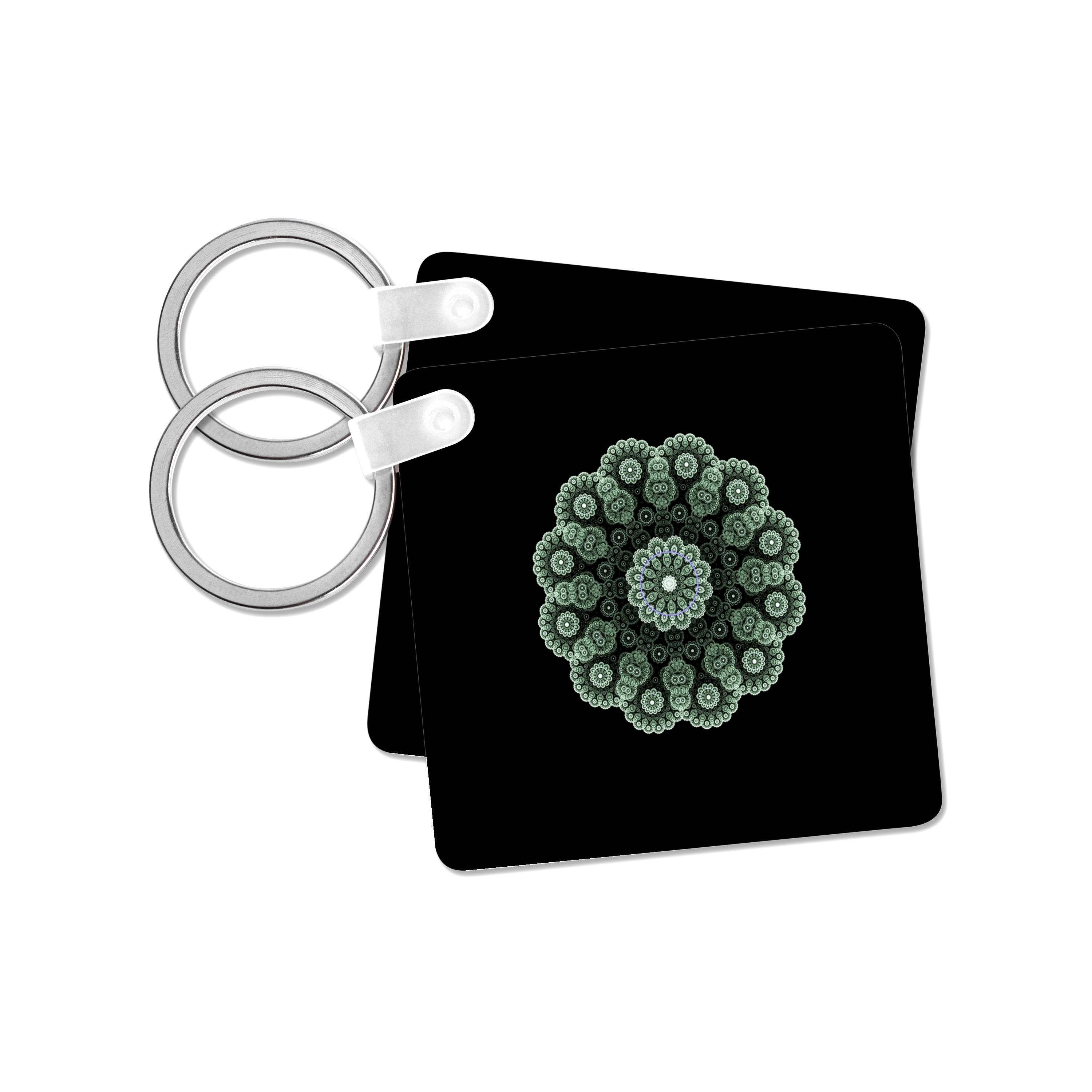3dRose - Wholesale Keychain - Unisex - 3dRose, Image of Fractal Green Mandela On Black, Key Chain7