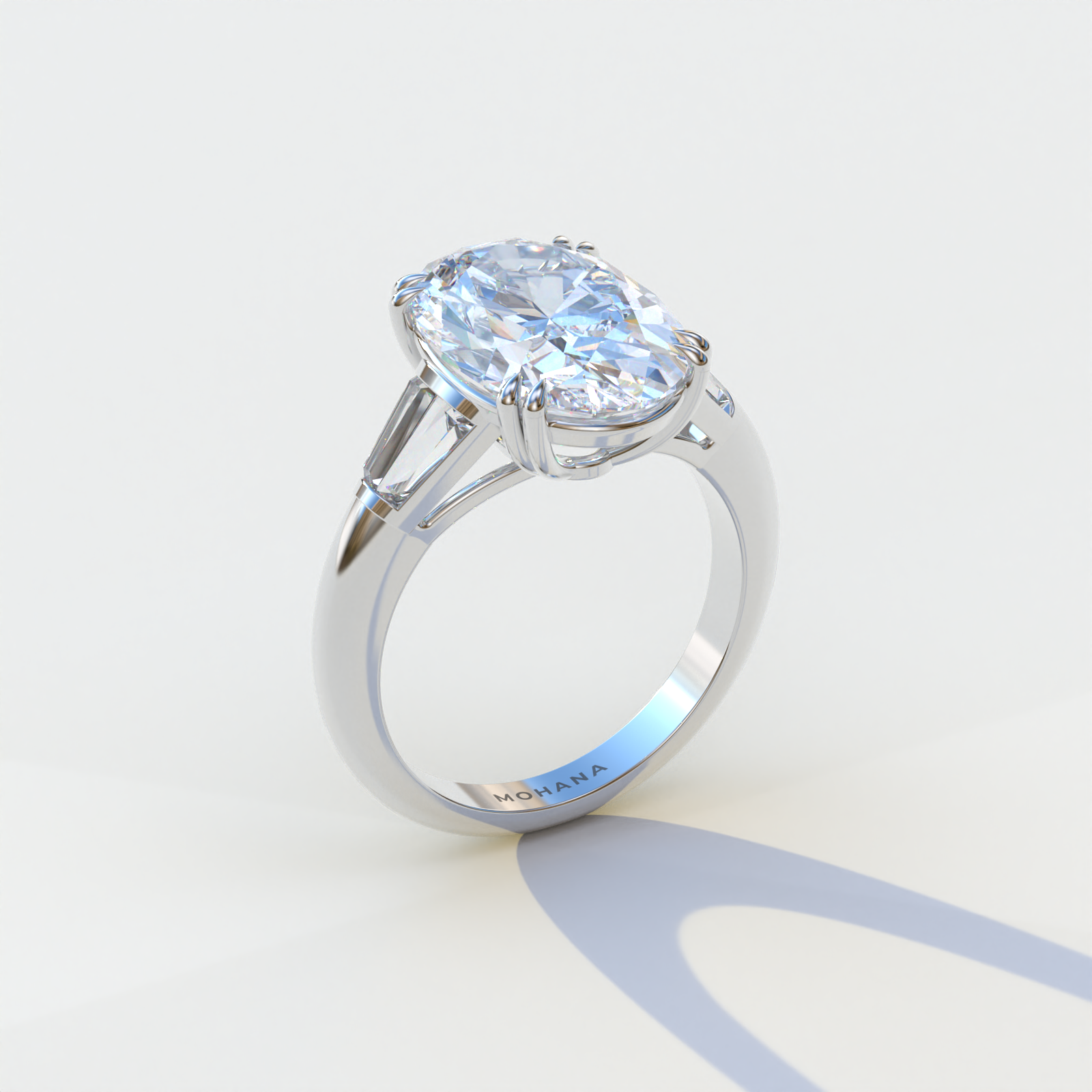 Mohana Jewels - Luxury - Wholesale Engagement Ring - 3 Carat E VVS Oval & Baguette Lab Diamond Ring - Persi1