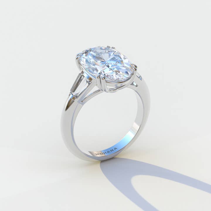 Mohana Jewels - Luxury - Wholesale Engagement Ring - 3 Carat E VVS Oval & Baguette Lab Diamond Ring - Persi1