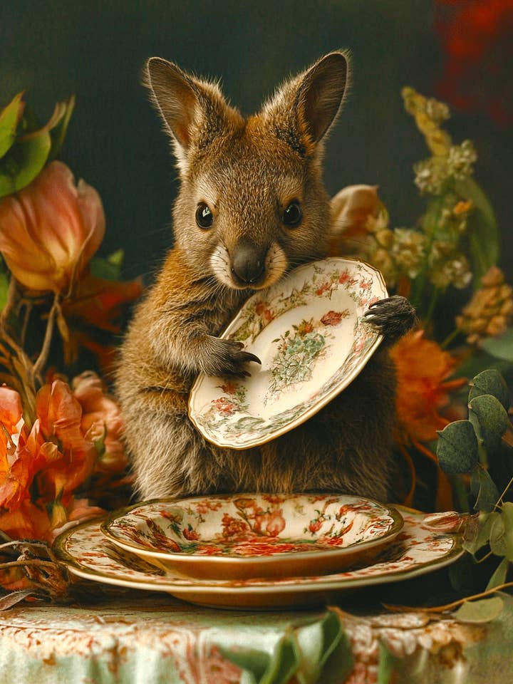 Roekeloze Wallaby - Dieren Stilleven Kunstafdrukken – 8″x10″ Kunstwerk voor 11″x14″ Lijst voor wholesale door Mowbi