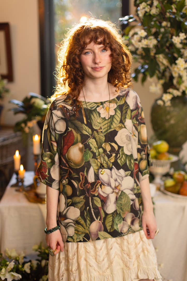 Market of Stars (Worldwide) - Vente Tunique – femme - Tunique Tee Luxe Fleur De Lune avec Imprimé Floral & Abeilles4