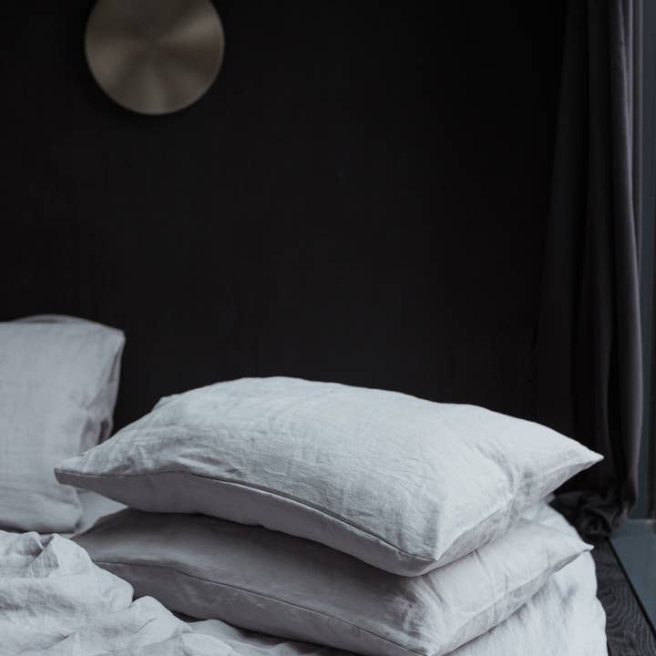 Linen Spells - Wholesale Bedding Pillowcase/Sham - Light Grey Washed Linen Pillowcase