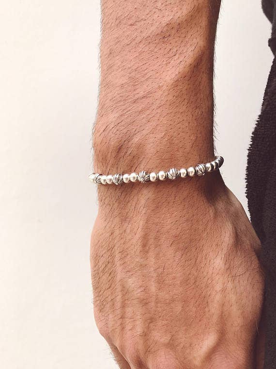 Minimal Bracelet, Metallic Bracelet, Mens Bracelet Beads for wholesale by Christina Christi