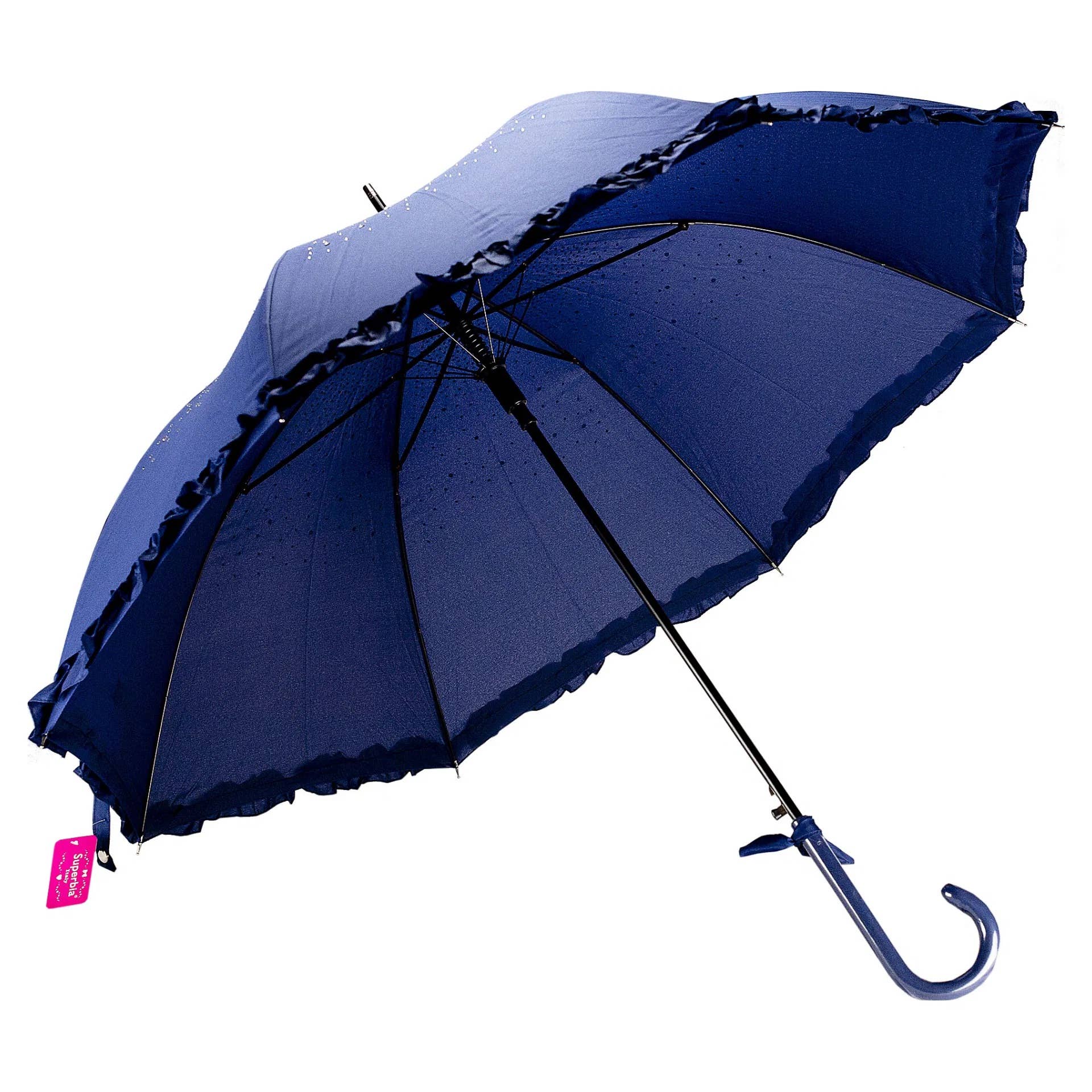 Superbia – Großhandel Regenschirm – Damen – Superbia Langschirm mit funkelnden Diamanten und Rüschen für Party und Events6