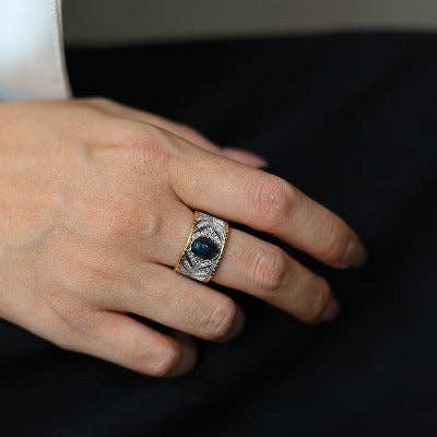 LanLivia - Wholesale Cocktail/Statement Ring - Eastern Royal Style Black Opal Ring - adjustable3