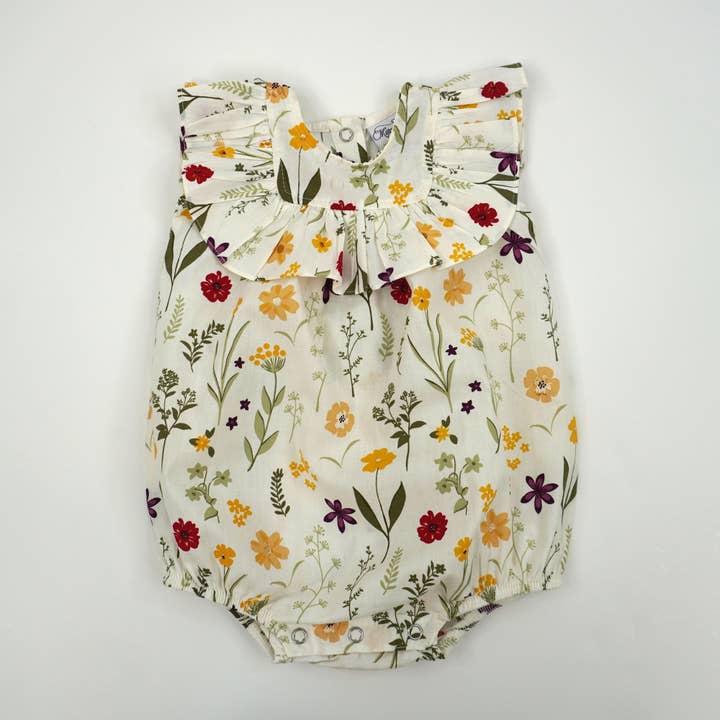 Floral Sleeveless Bubble Ruffle Romper for wholesale by MARCELA