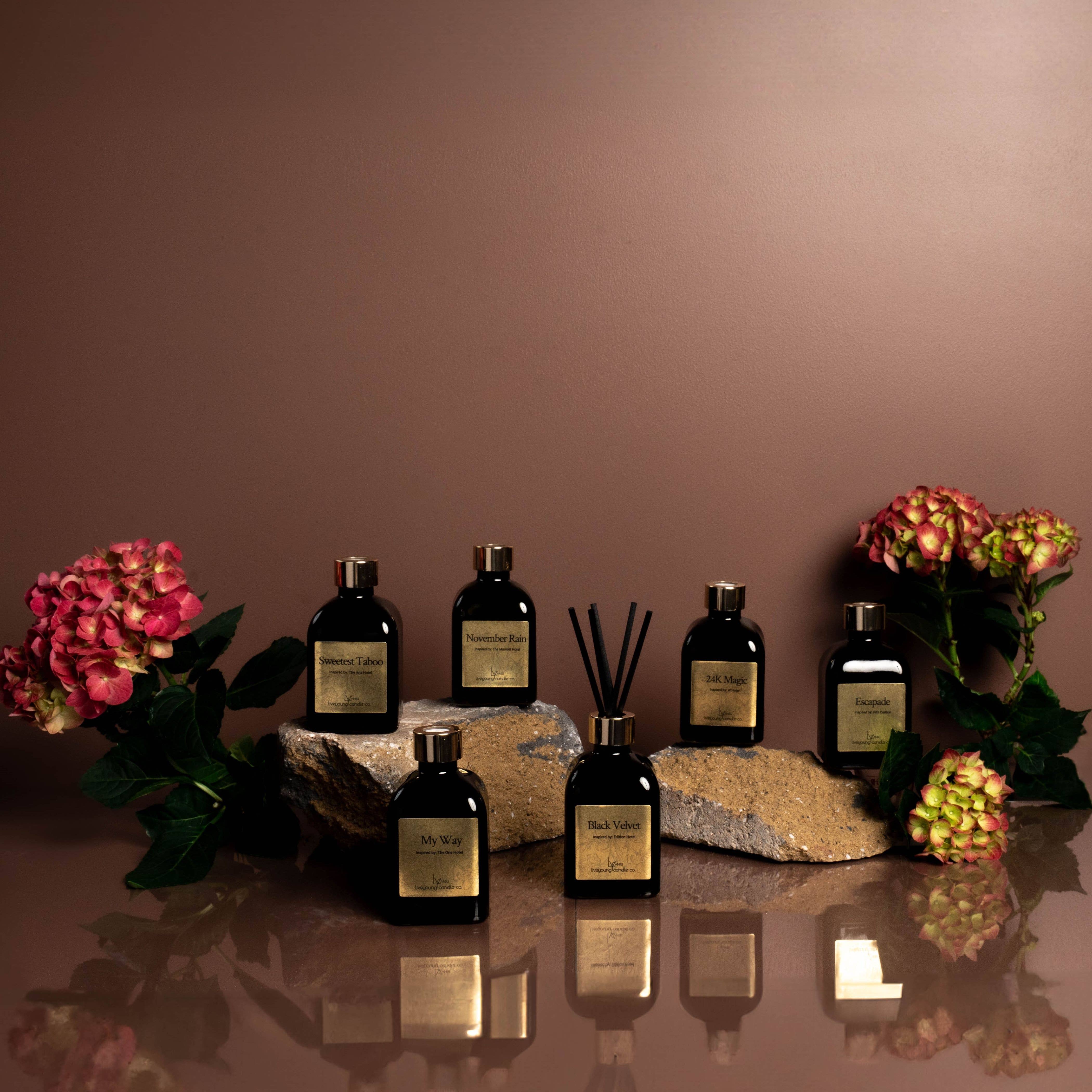 LiveYoung Candle Company - Venta al por mayor Difusores de palitos - Hotel de Lujo Inspirado en 24K Magic | Difusor de Varillas1