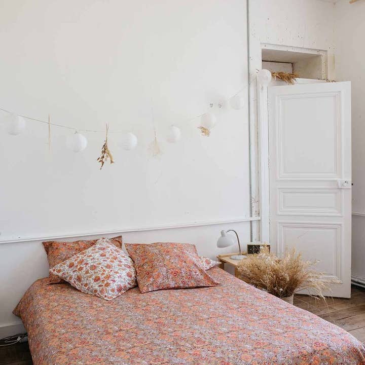 Flores Multicolores Caqui Funda nórdica Noemie - Ropa de cama - flores - naranja de venta al por mayor en Faire