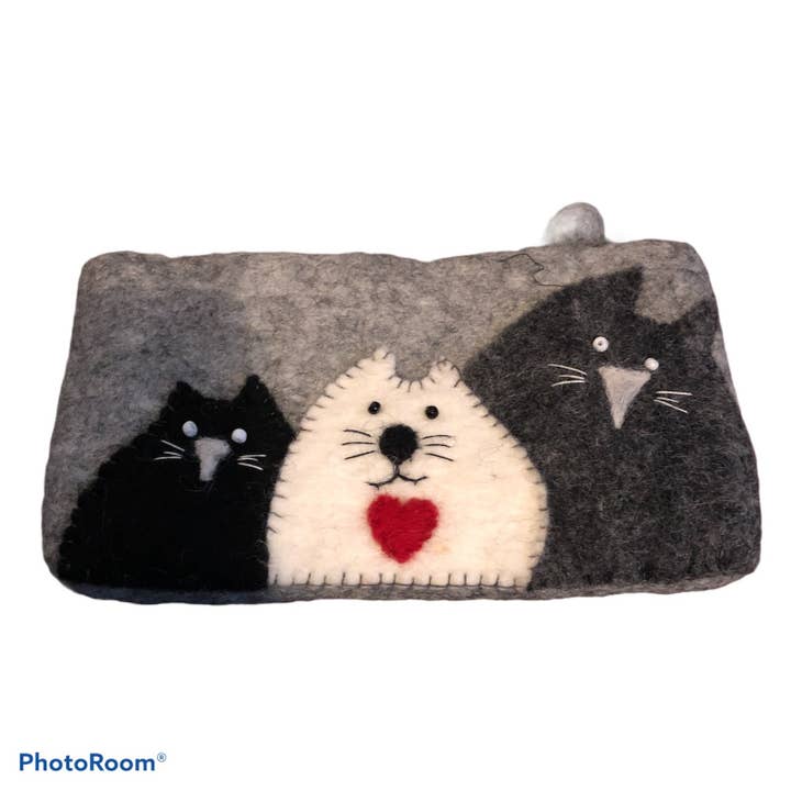 Funky Yak Ltd – wholesale Coin purse – Women’s – Large Handmade Cat Felted Coin Purse/Wallet2