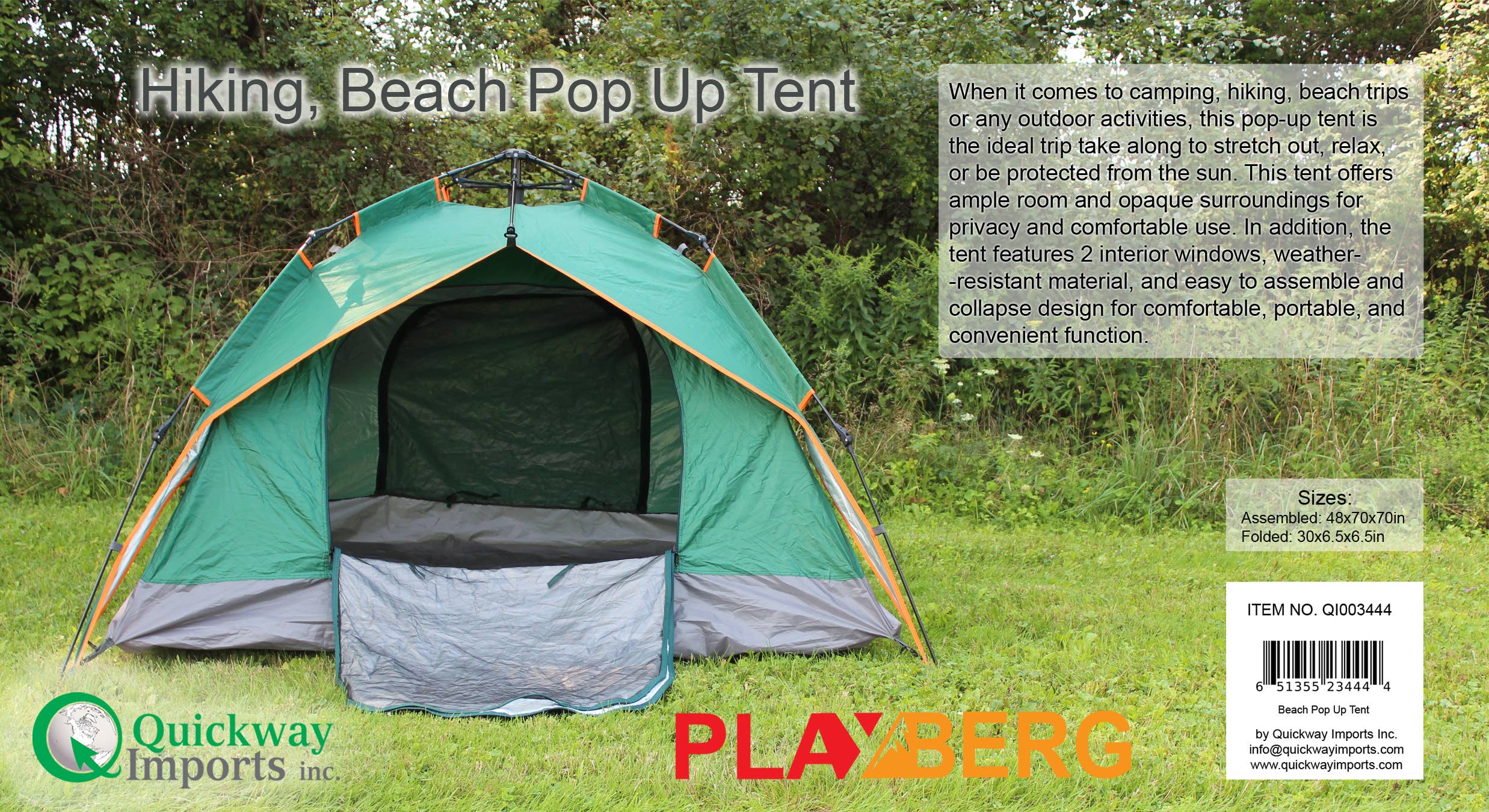 Quickway Imports - Wholesale Tent - Pop Up Tent Sun Shelter for Camping Hiking and Traveling4