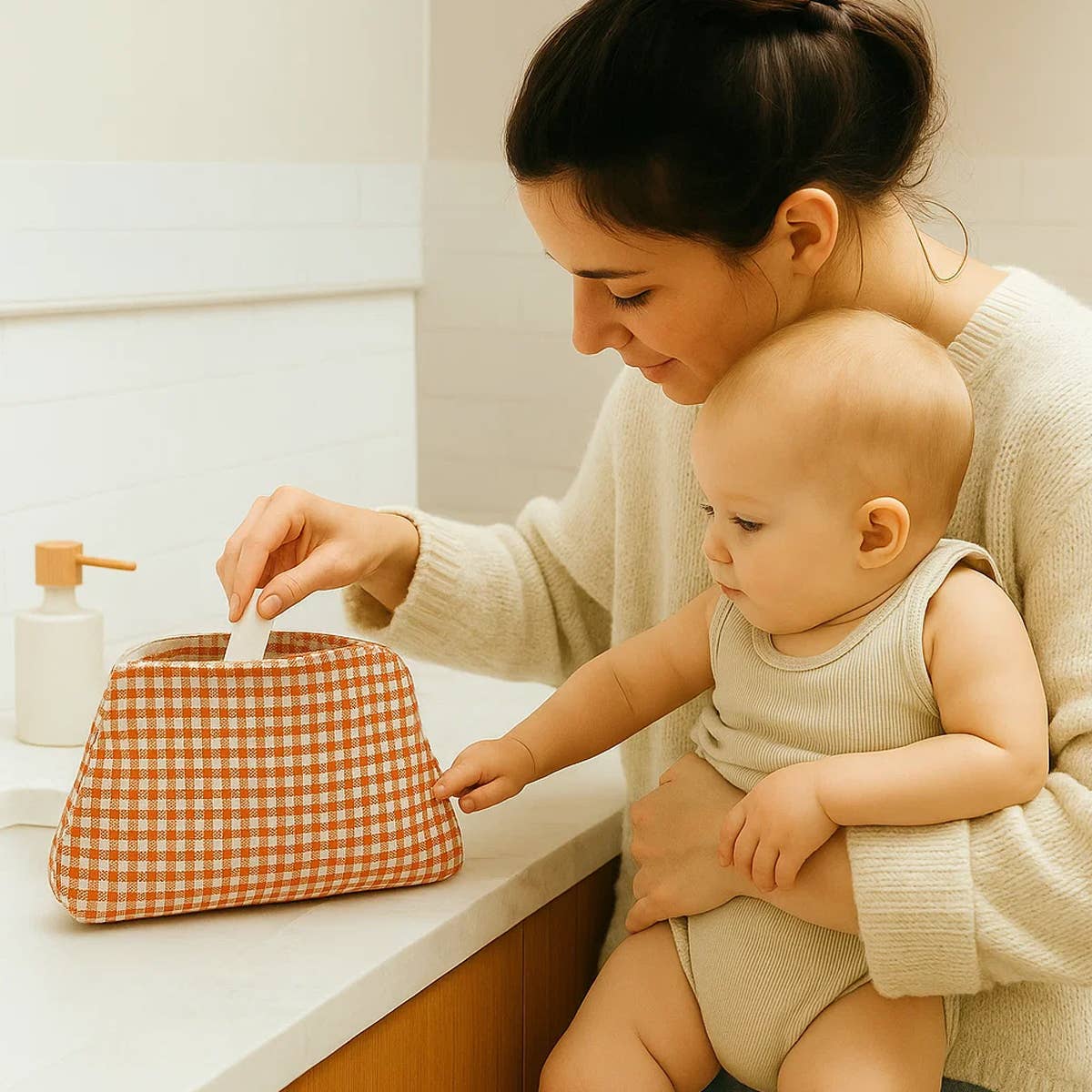 PAPATE – wholesale Necessär - Dam – Ekologisk bomull Toalettväska - Vichy1