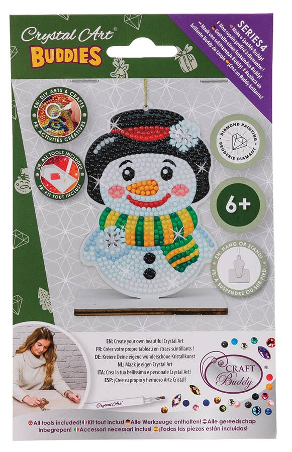 Outset Games and Cobble Hill Puzzles - Wholesale DIY Craft Kit - Crystal Art Ornament: Snowman