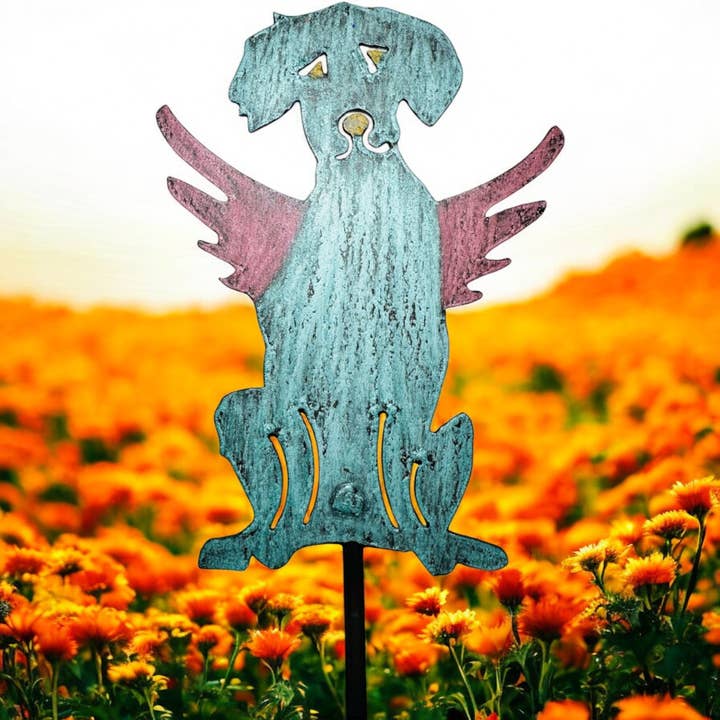 Whimsies - Wholesale Garden/Lawn Stake - Metal Dog Plant stake Pet memorial garden lawn stake Angel