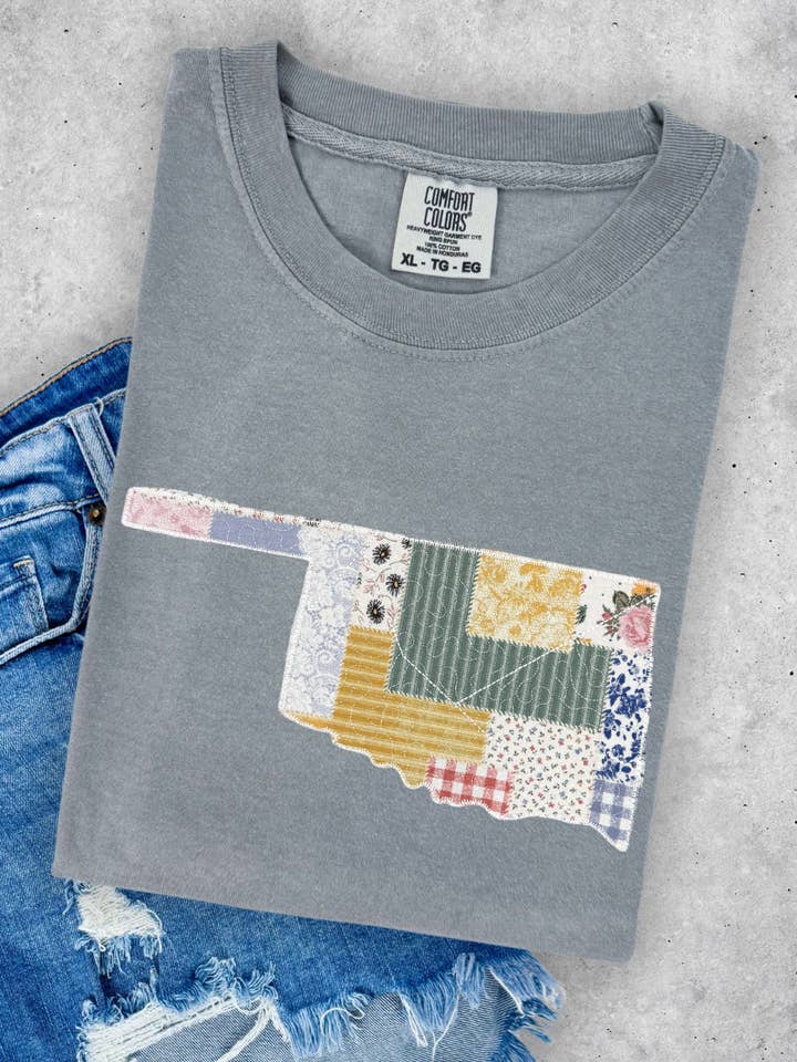 Hillside Threads Wholesale - Wholesale T-Shirt - Women's - Quilted Patchwork ANY STATE Short Sleeve Tee0