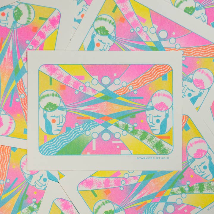 StarKeep Studio - Wholesale Art Print - Connection Risograph Print | 8.5x11 Riso Print